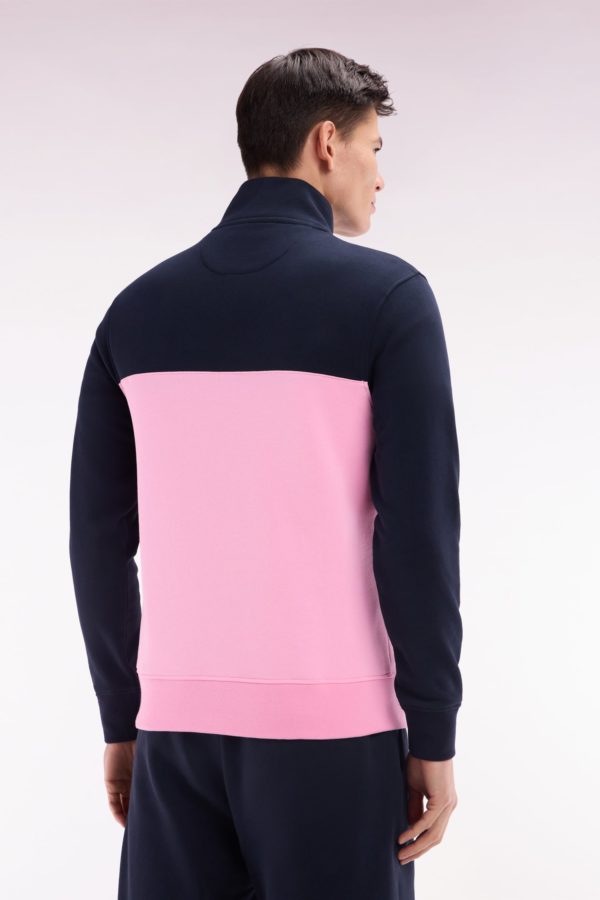 Sweatshirt À Col Camionneur En Coton Bicolore Rose Et Marine Coupe Droite Eden Park – Image 3