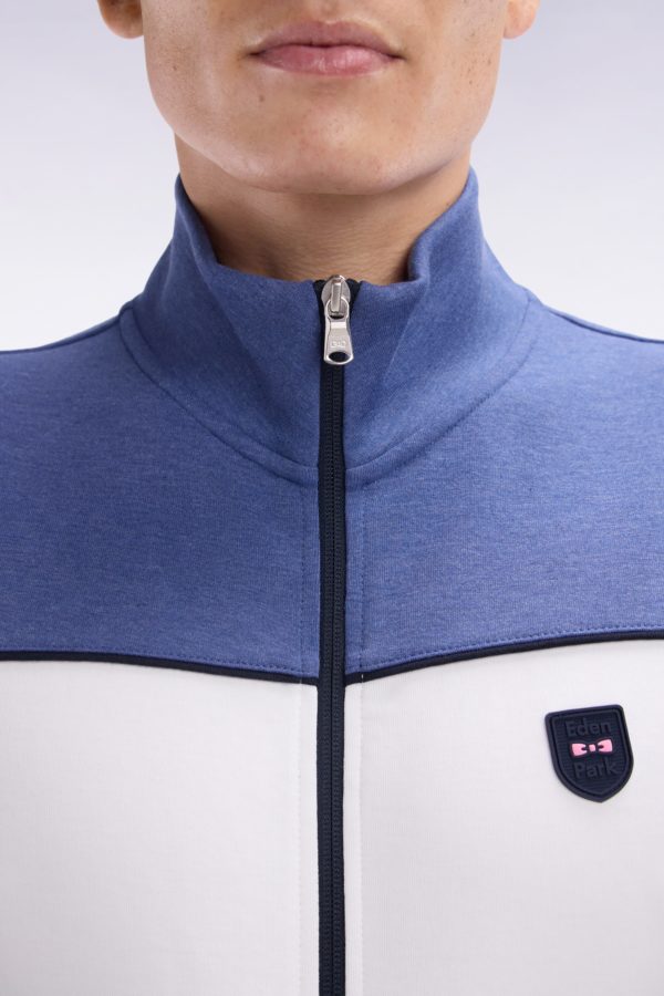 Sweatshirt Zippé En Coton Interlock Bleu Foncé Coupe Droite Eden Park – Image 4
