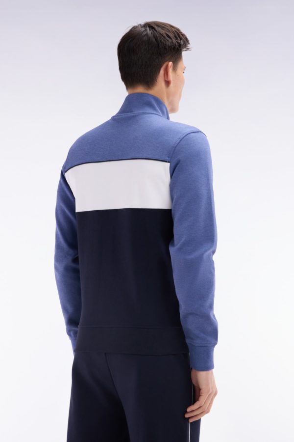 Sweatshirt Zippé En Coton Interlock Bleu Foncé Coupe Droite Eden Park – Image 3
