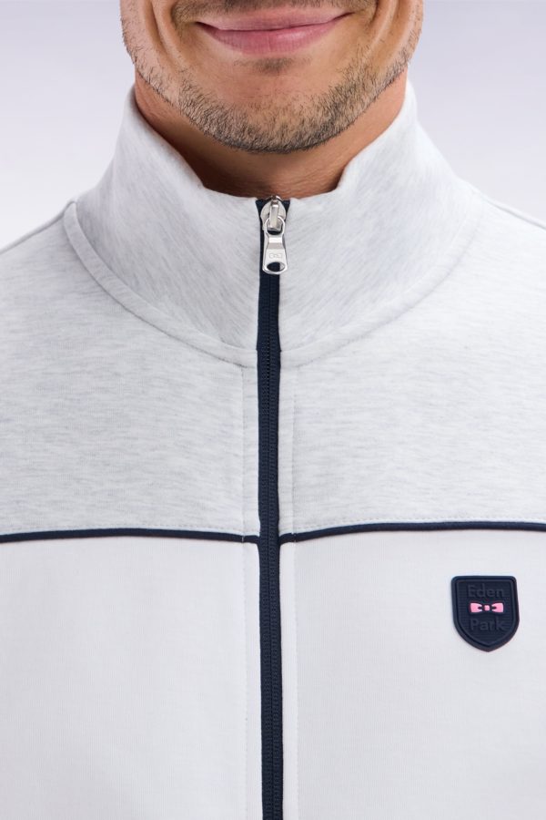 Sweatshirt Zippé En Coton Interlock Gris Coupe Droite Eden Park – Image 4