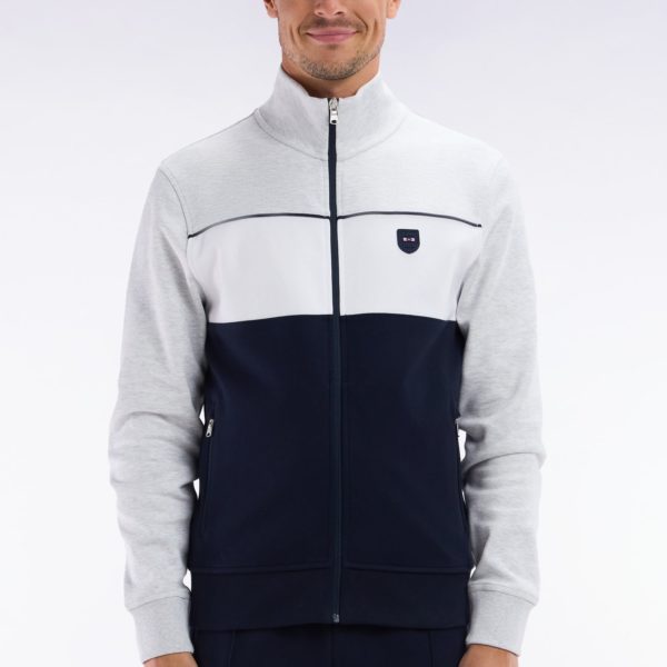 Sweatshirt Zippé En Coton Interlock Gris Coupe Droite Eden Park
