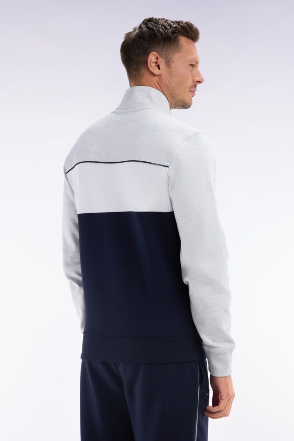 Sweatshirt Zippé En Coton Interlock Gris Coupe Droite Eden Park – Image 3