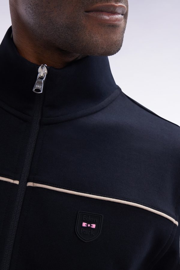 Sweatshirt Zippé À Col Montant En Coton Mélangé Noir Eden Park – Image 4