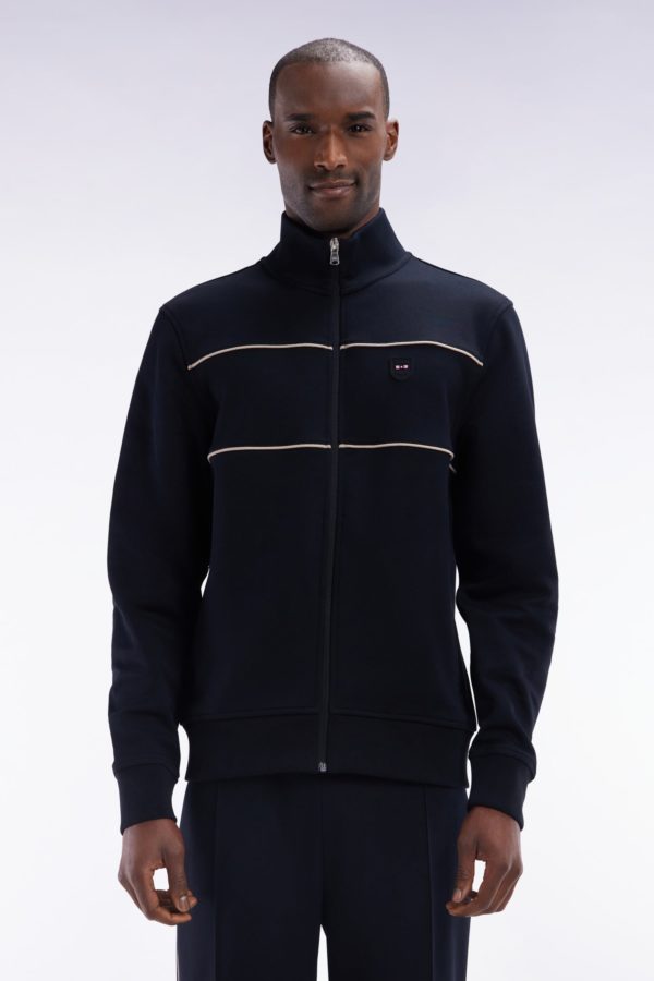 Sweatshirt Zippé À Col Montant En Coton Mélangé Noir Eden Park