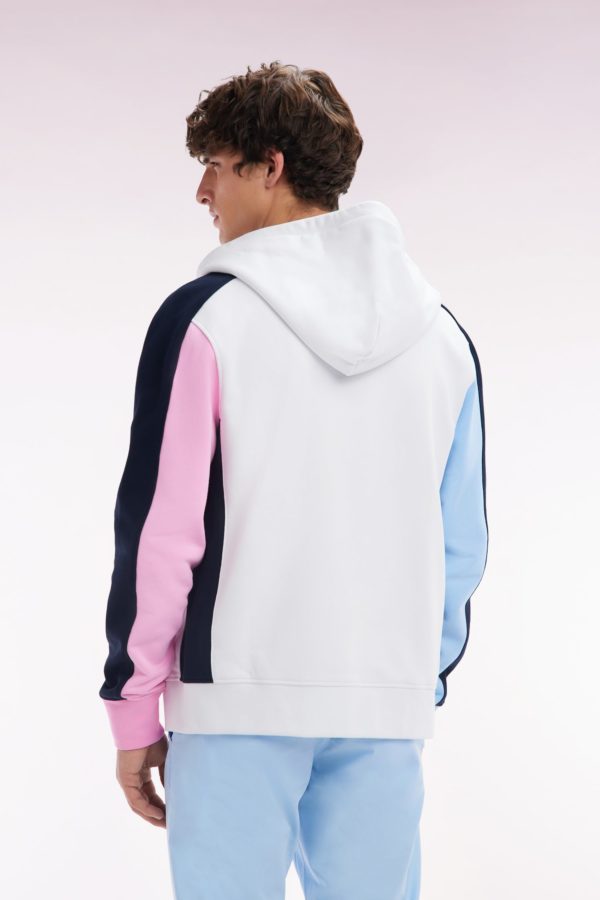 Sweatshirt Zippé En Molleton Coton Colorblock Blanc Coupe Droite Eden Park – Image 3