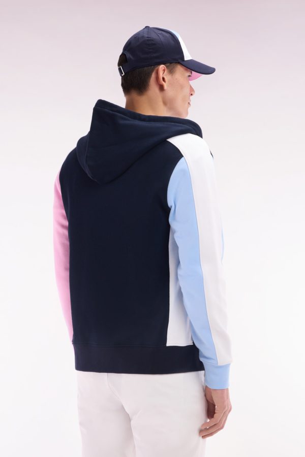 Sweatshirt Zippé En Molleton Coton Colorblock Marine Coupe Droite Eden Park – Image 3