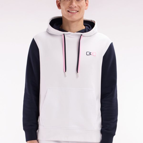 Sweatshirt À Capuche En Coton Blanc Coupe Décontractée Broderie Dos Bicolore Eden Park