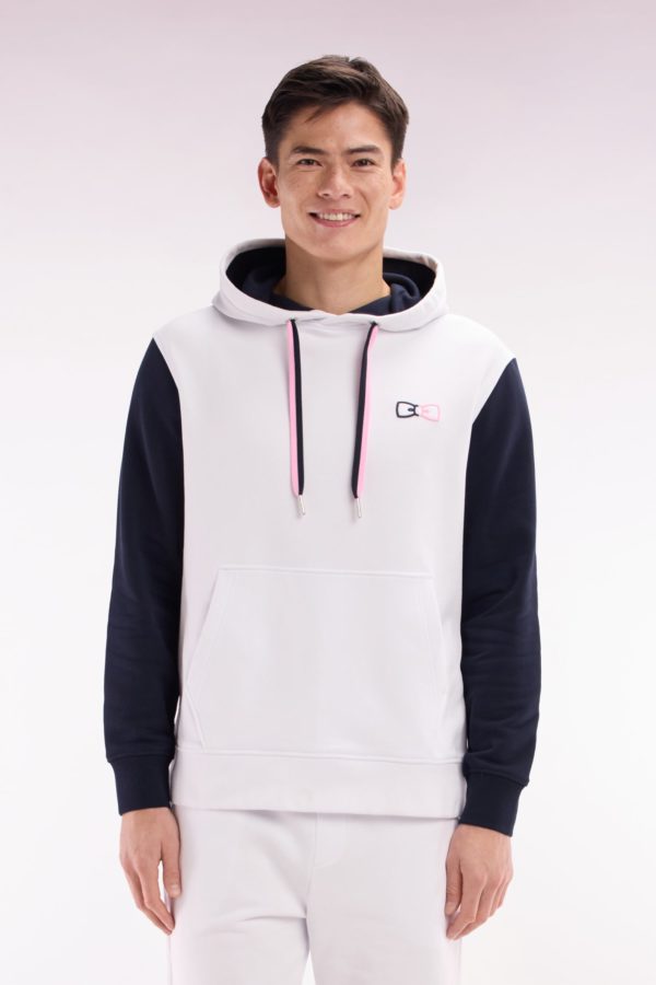 Sweatshirt À Capuche En Coton Blanc Coupe Décontractée Broderie Dos Bicolore Eden Park
