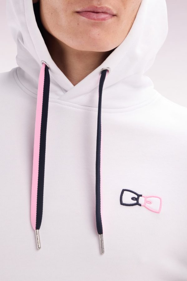 Sweatshirt À Capuche En Coton Blanc Coupe Décontractée Broderie Dos Bicolore Eden Park – Image 4