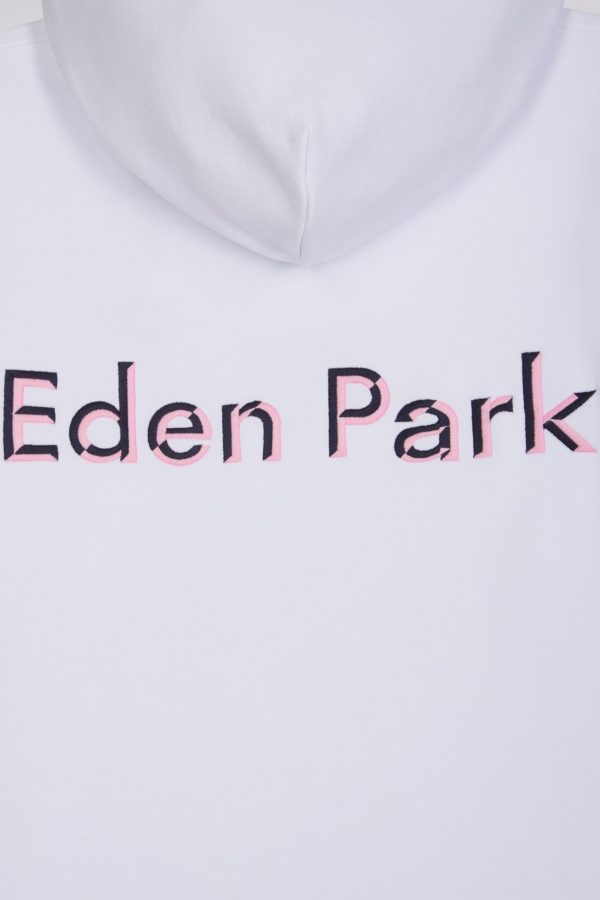 Sweatshirt À Capuche En Coton Blanc Coupe Décontractée Broderie Dos Bicolore Eden Park – Image 5