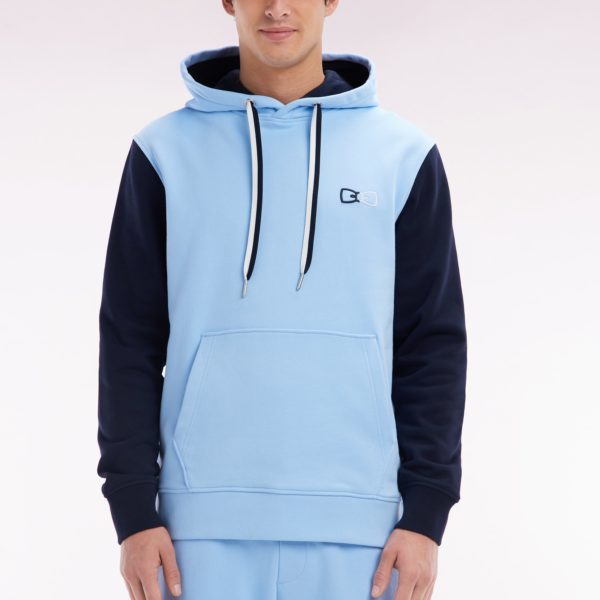 Sweatshirt À Capuche En Coton Marine Coupe Décontractée Broderie Dos Bicolore Eden Park