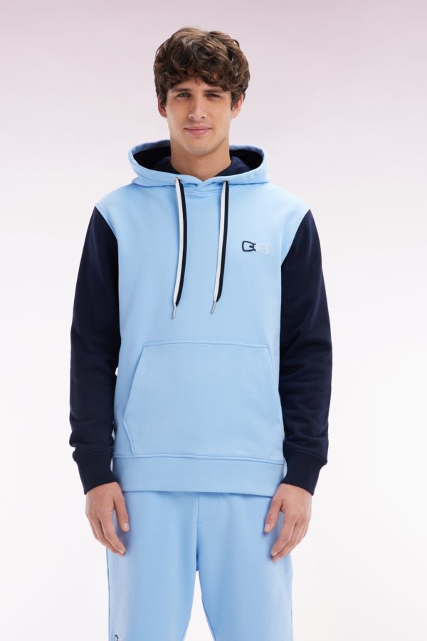 Sweatshirt À Capuche En Coton Marine Coupe Décontractée Broderie Dos Bicolore Eden Park