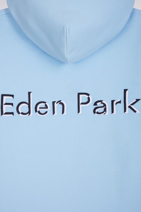 Sweatshirt À Capuche En Coton Marine Coupe Décontractée Broderie Dos Bicolore Eden Park – Image 4