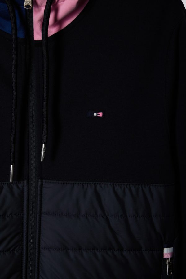 Sweatshirt Zippé Bimatière En Molleton Coton Marine À Parmenture Matelassée Coupe Droite Eden Park – Image 5