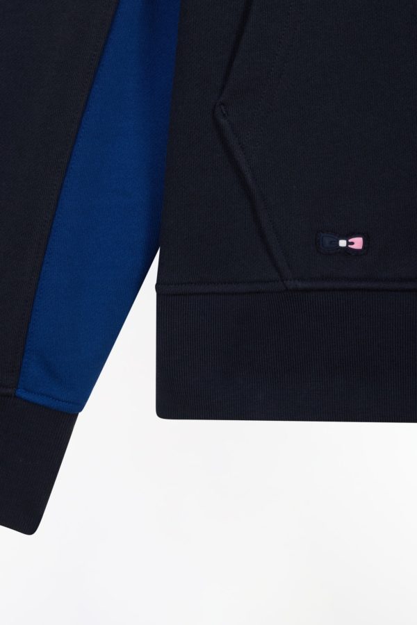 Sweatshirt À Capuche Colorblock En Molleton Coton Marine Coupe Décontractée Eden Park – Image 2