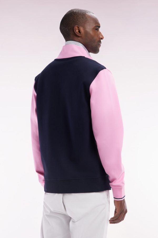 Sweatshirt Zippé Bimatière En Molleton Coton Stretch Rose Parmenture Matelassée Coupe Droite Eden Park – Image 3