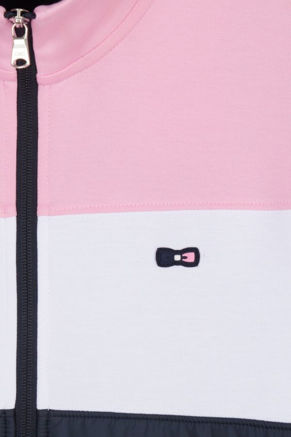 Sweatshirt Zippé Bimatière En Molleton Coton Stretch Rose Parmenture Matelassée Coupe Droite Eden Park – Image 5