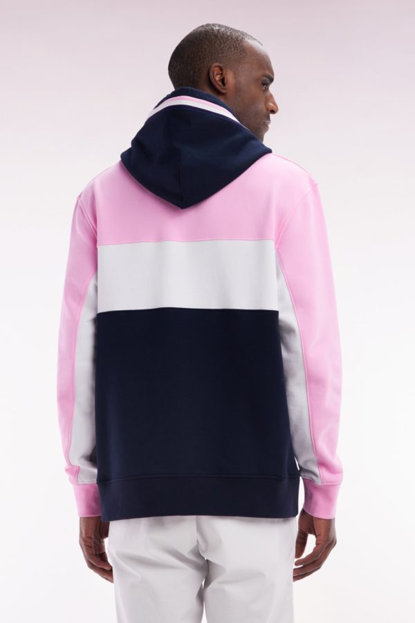 Sweatshirt À Capuche En Molleton Coton Tricolore Rose Coupe Décontractée Eden Park – Image 3