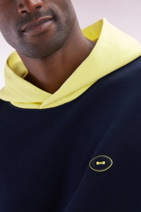 Sweatshirt En Molleton Coton Bicolore Jaune Coupe Décontractée Eden Park – Image 4