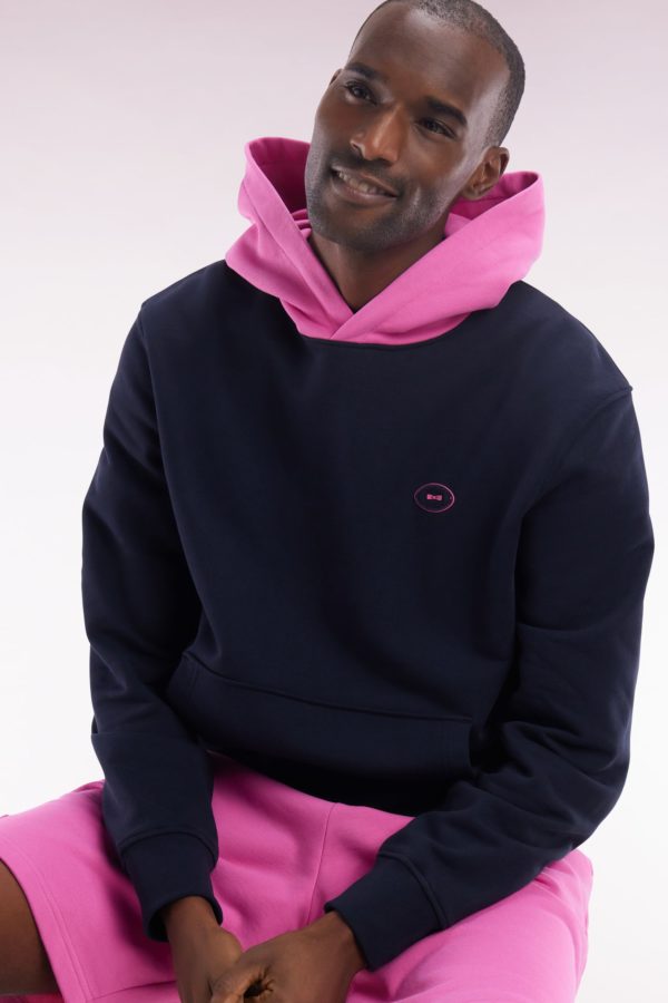 Sweatshirt En Molleton Coton Bicolore Rose Coupe Décontractée Eden Park – Image 2