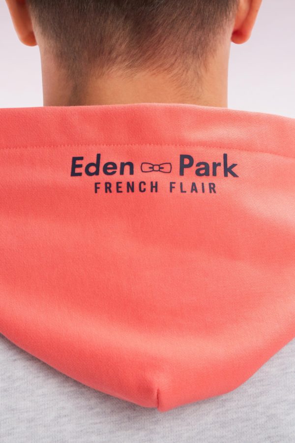 Sweatshirt En Molleton Coton Bicolore Corail Coupe Décontractée Eden Park – Image 4