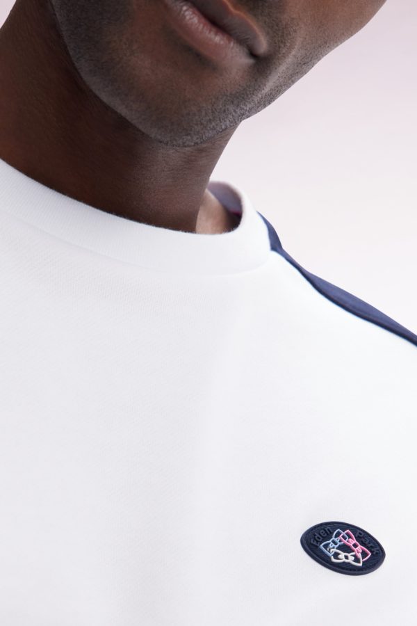 Sweatshirt Tricolore En Molleton Coton Blanc Coupe Droite Eden Park – Image 4