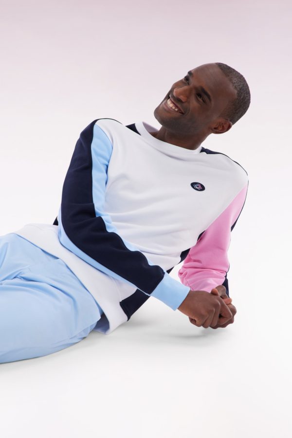 Sweatshirt Tricolore En Molleton Coton Blanc Coupe Droite Eden Park – Image 2