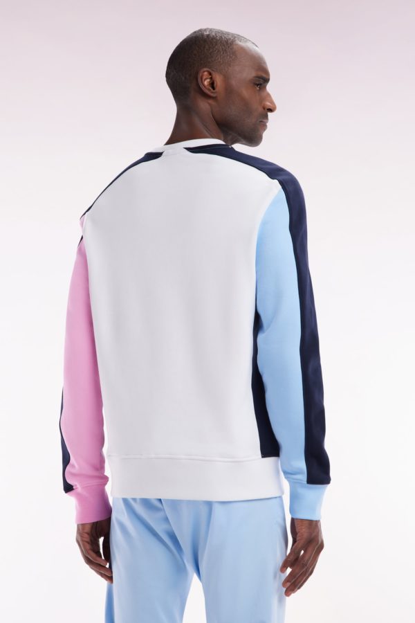 Sweatshirt Tricolore En Molleton Coton Blanc Coupe Droite Eden Park – Image 3