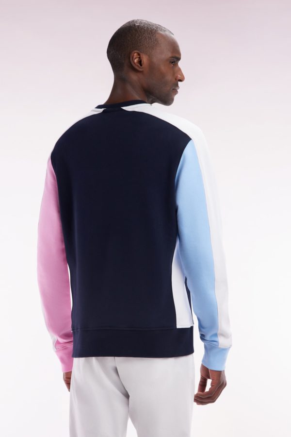 Sweatshirt Tricolore En Molleton Coton Marine Coupe Droite Eden Park – Image 3