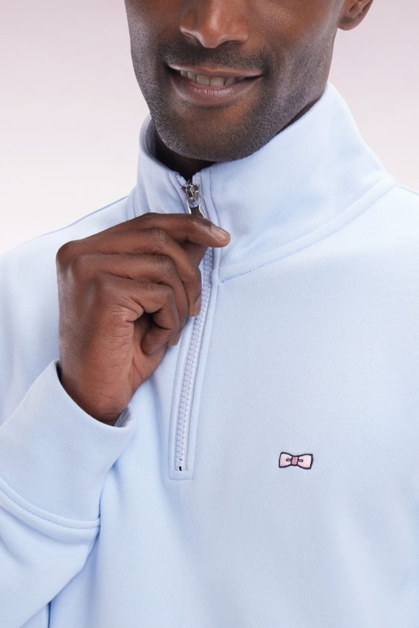 Sweatshirt À Col Zippé En Coton Ciel Coupe Droite Eden Park – Image 3