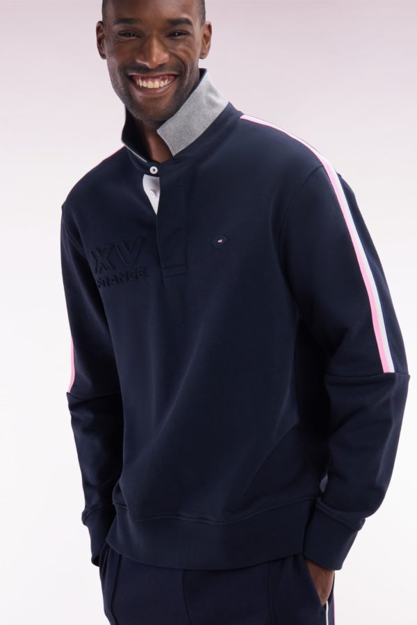 Sweatshirt À Col Maillot En Coton Marine Xv De France Coupe Droite Eden Park – Image 2