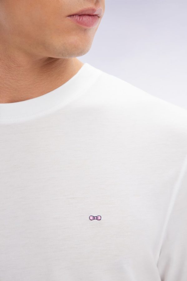 T-shirt Blanc Uni En Lyocell Et Coton Coupe Droite Eden Park – Image 3