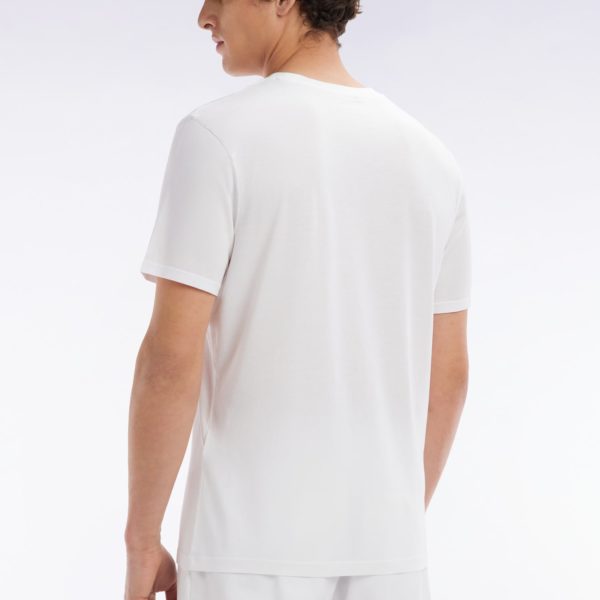 T-shirt Blanc Uni En Lyocell Et Coton Coupe Droite Eden Park