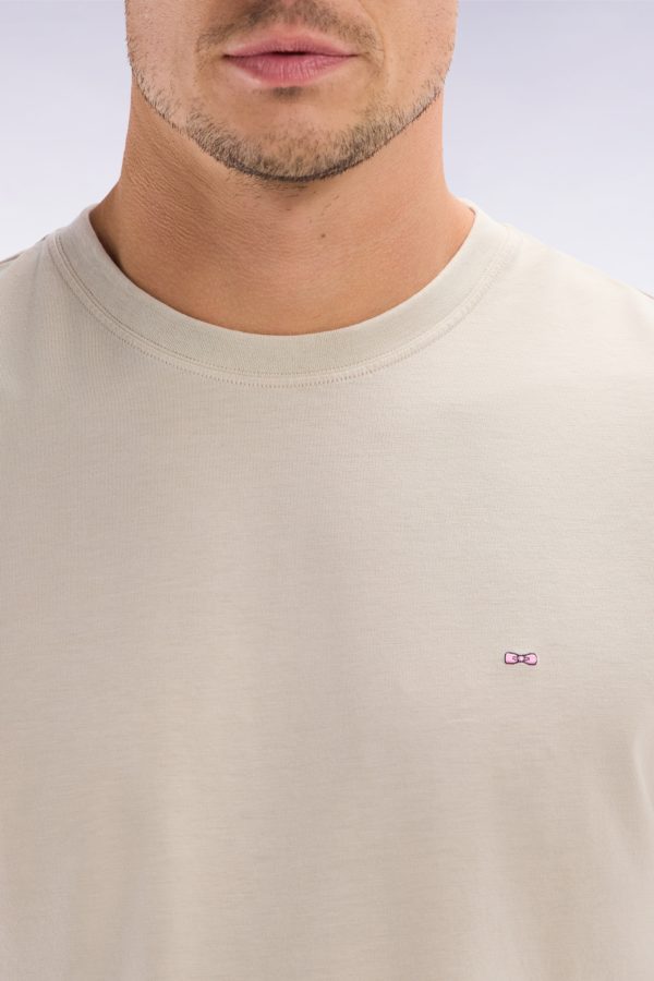 T-shirt Beige Uni En Lyocell Et Coton Coupe Droite Eden Park – Image 4