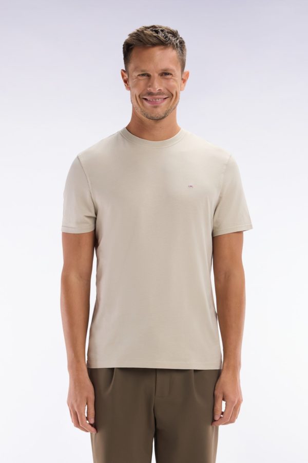 T-shirt Beige Uni En Lyocell Et Coton Coupe Droite Eden Park