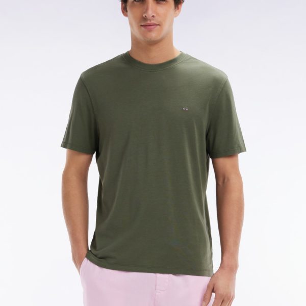 T-shirt Manches Courtes Kaki Coupe Droite Eden Park