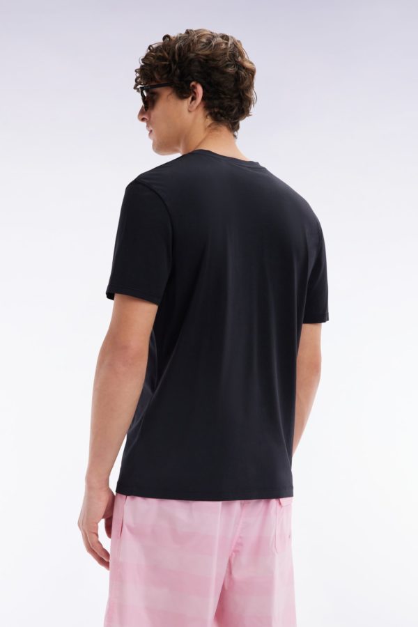 T-shirt Noir Uni En Lyocell Et Coton Coupe Droite Eden Park – Image 3