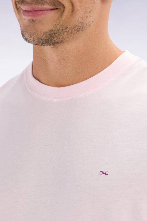 T-shirt Rose Pâle Uni En Lyocell Et Coton Coupe Droite Eden Park – Image 4
