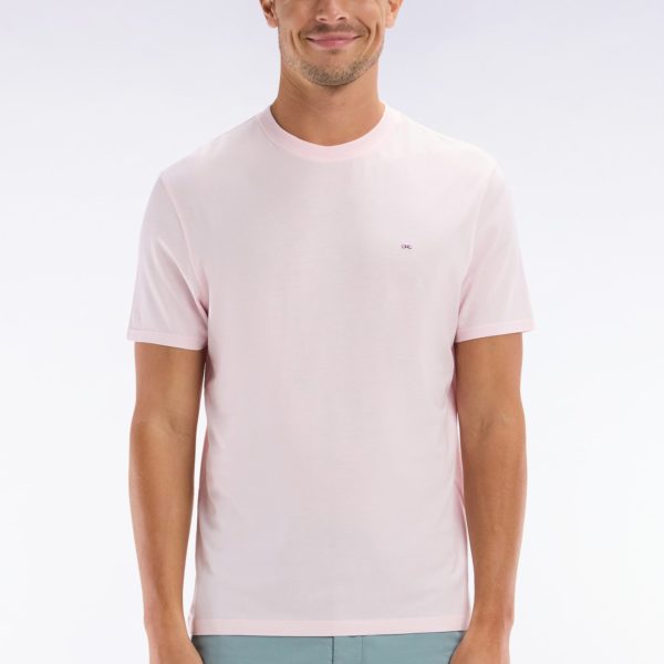 T-shirt Rose Pâle Uni En Lyocell Et Coton Coupe Droite Eden Park