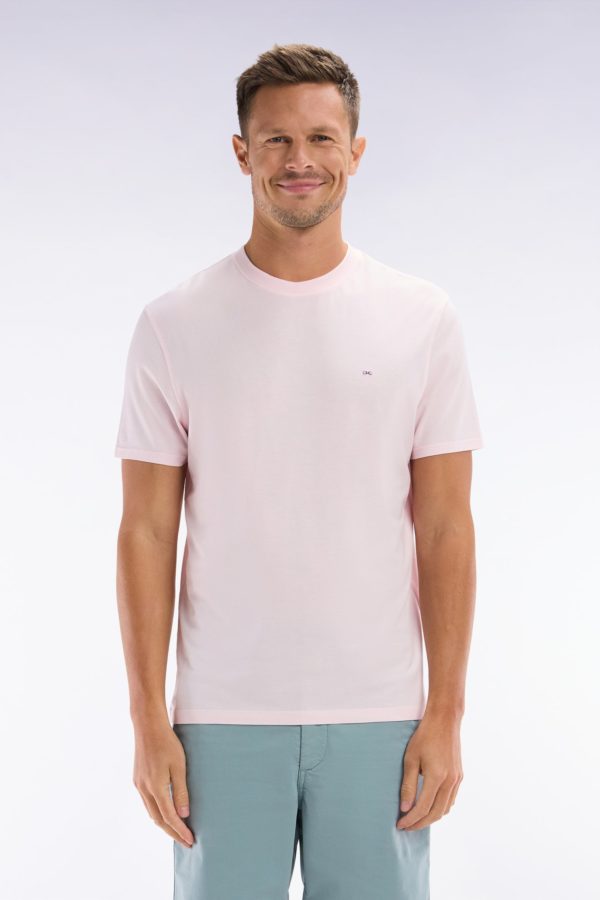 T-shirt Rose Pâle Uni En Lyocell Et Coton Coupe Droite Eden Park