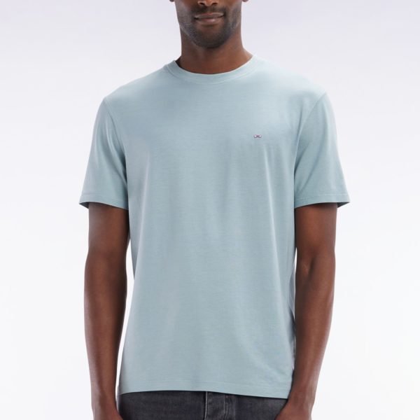 T-shirt Vert D'eau Uni En Lyocell Et Coton Coupe Droite Eden Park