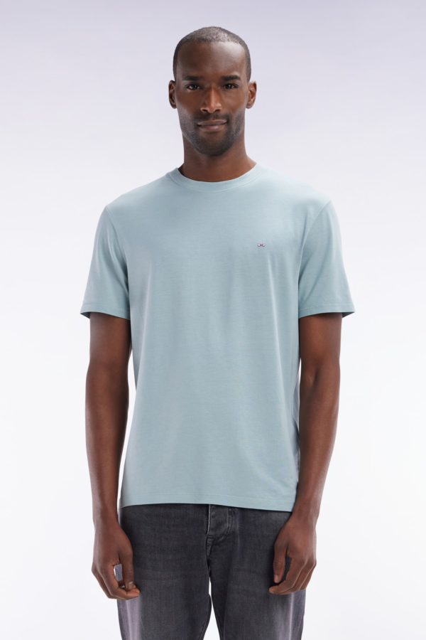 T-shirt Vert D'eau Uni En Lyocell Et Coton Coupe Droite Eden Park