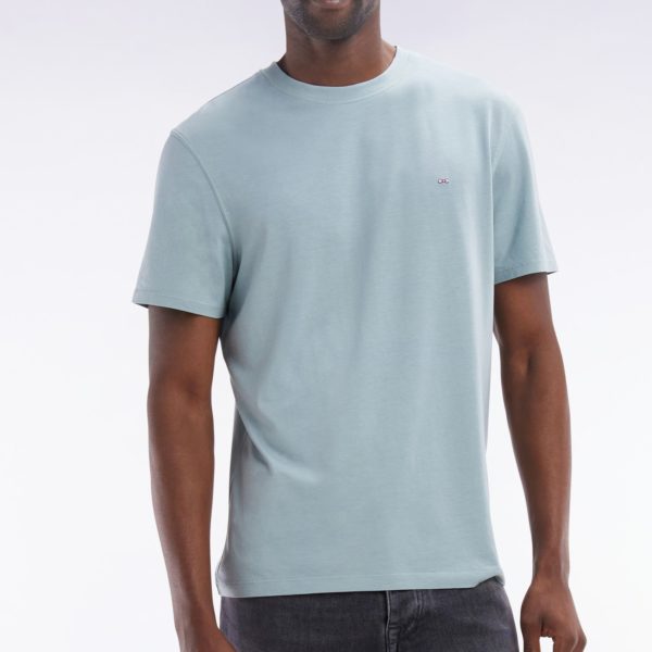 T-shirt Vert D’eau Uni En Lyocell Et Coton Coupe Droite Eden Park