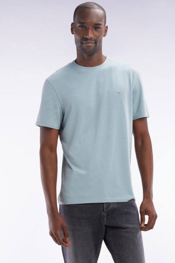 T-shirt Vert D'eau Uni En Lyocell Et Coton Coupe Droite Eden Park – Image 2
