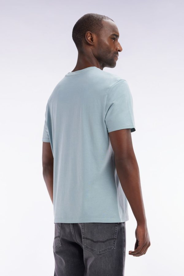 T-shirt Vert D'eau Uni En Lyocell Et Coton Coupe Droite Eden Park – Image 3