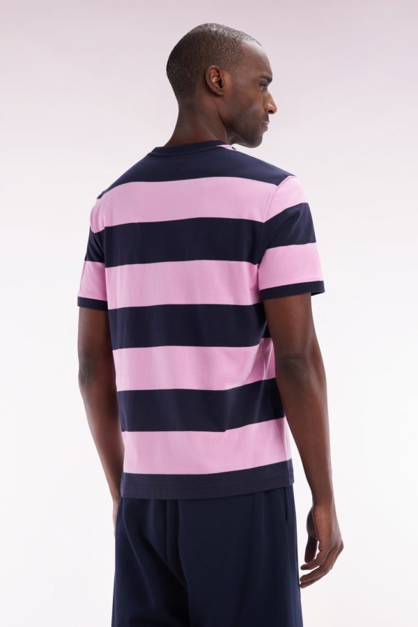 T-shirt Cerclé En Coton Pima Marine Et Rose Coupe Droite Eden Park – Image 3