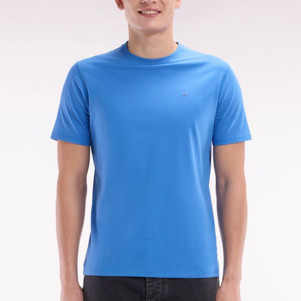 T-shirt En Coton Pima Bleu Coupe Droite Eden Park