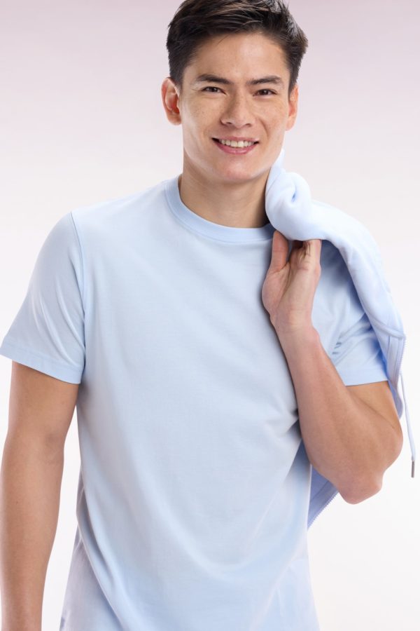 T-shirt En Coton Pima Ciel Broderie Dos Coupe Droite Eden Park – Image 2