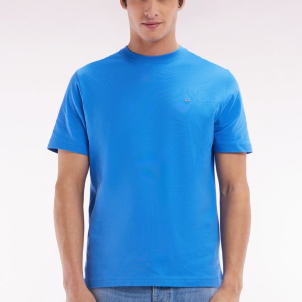T-shirt En Coton Pima Bleu Broderie Dos Coupe Droite Eden Park