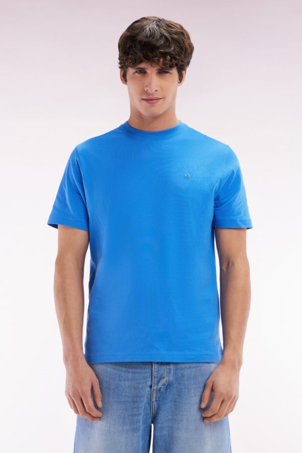 T-shirt En Coton Pima Bleu Broderie Dos Coupe Droite Eden Park